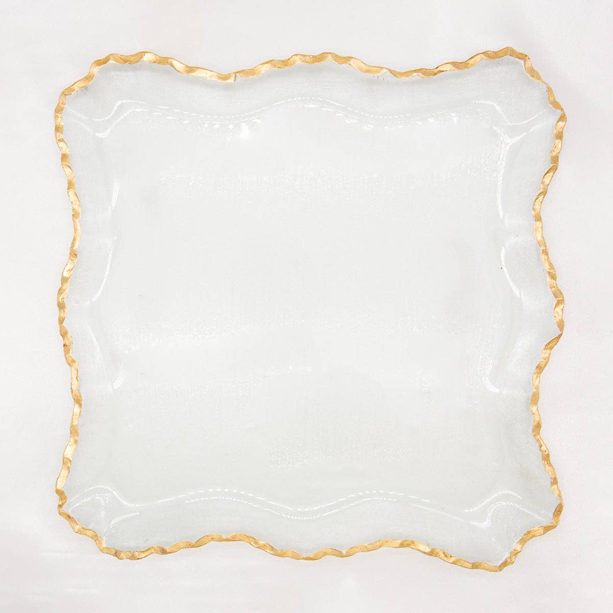 Montague Square Serving Tray Clear/Gold 12x12