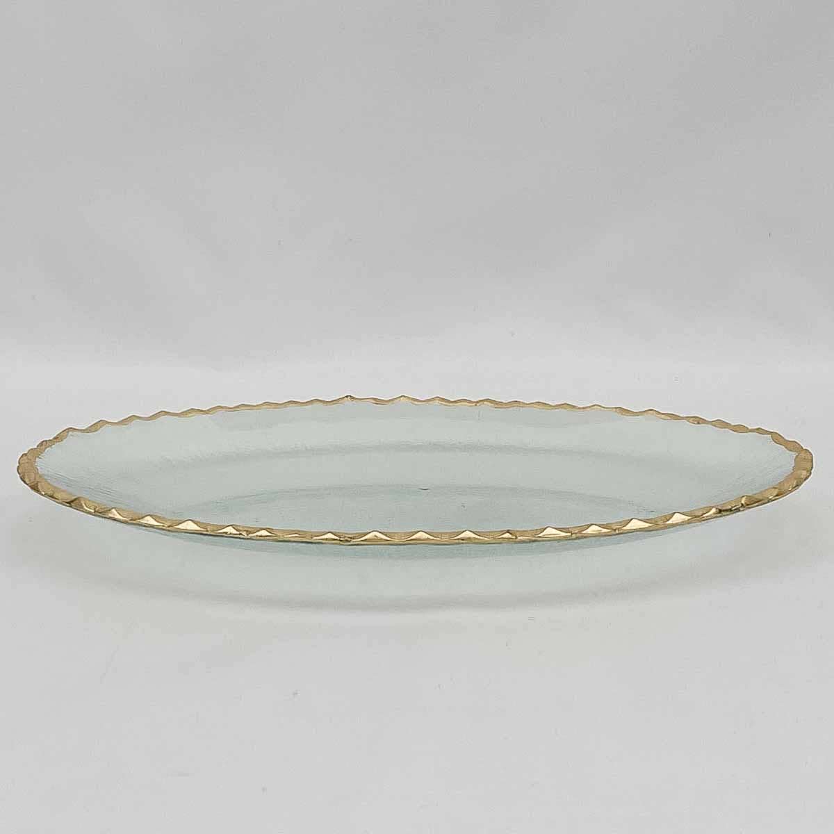Cordova Oval Serving Tray Clear/Gold 13.3x8