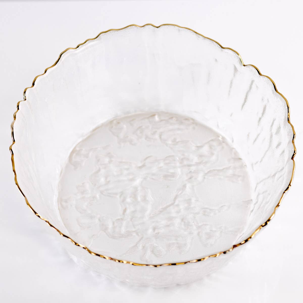 Marguerite Glass Serving Bowl Clear/Gold 8x3.5x8