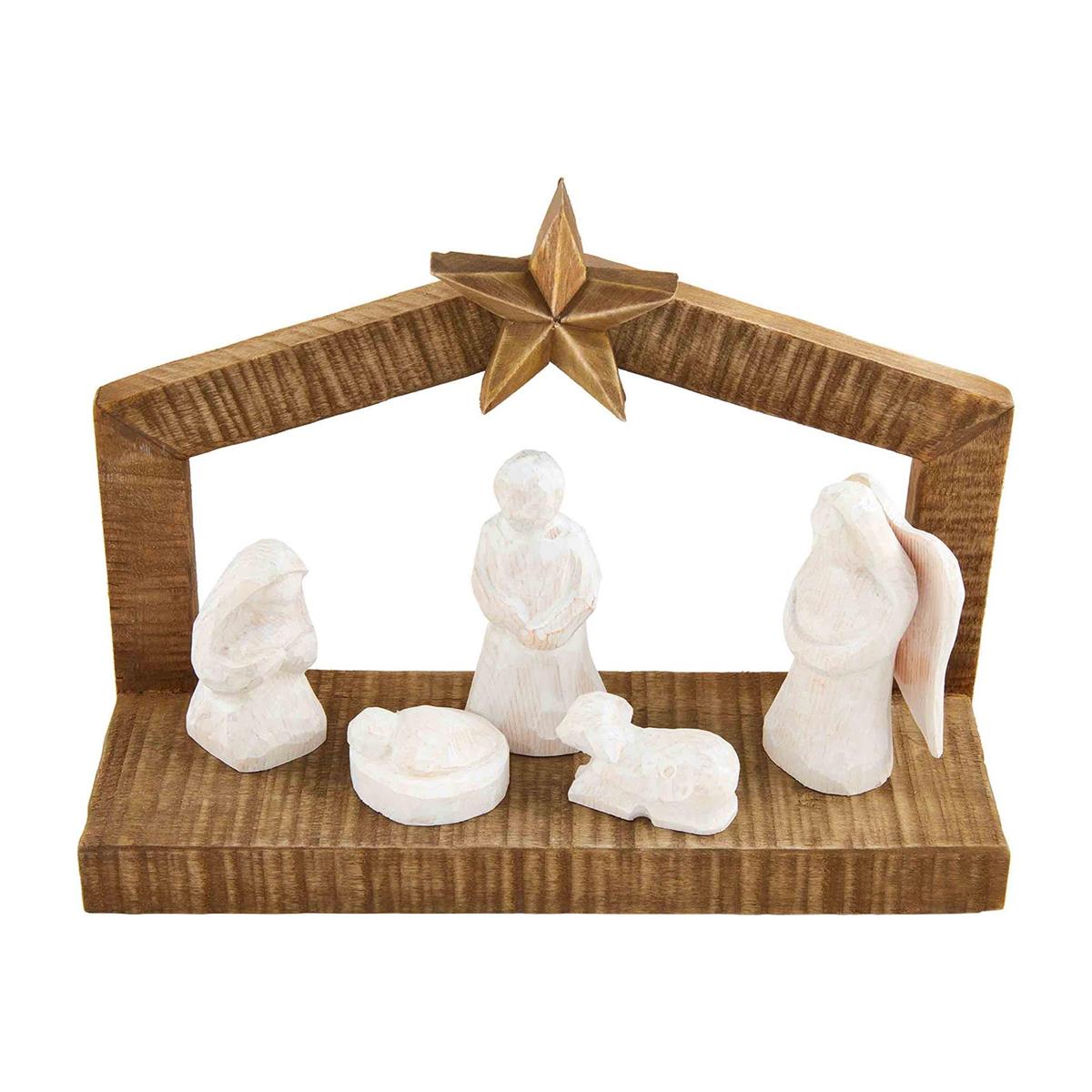 white wood nativity