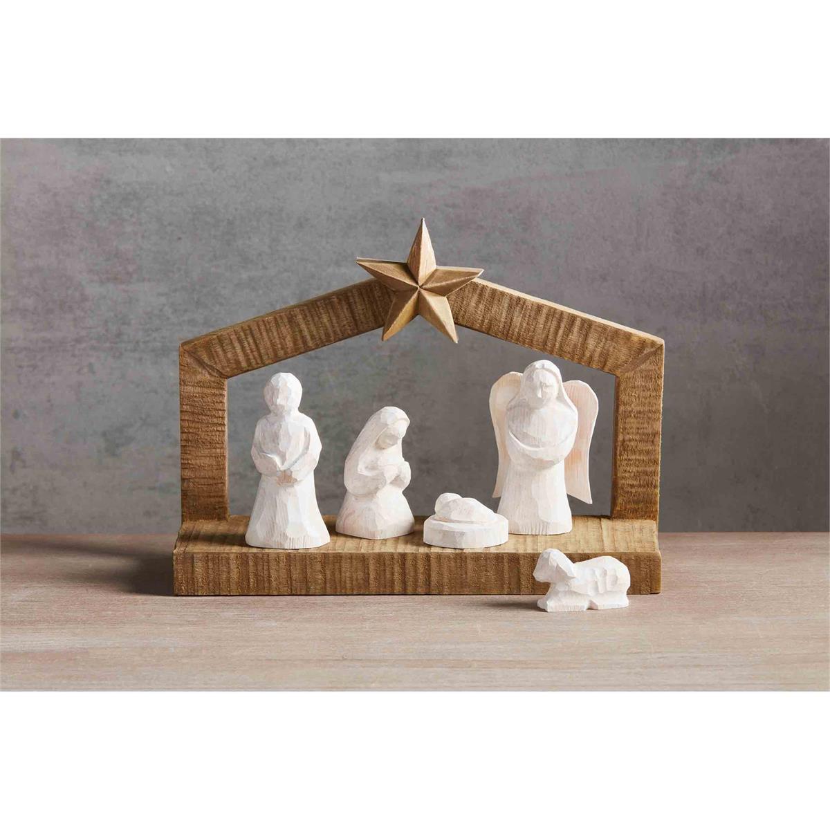 white wood nativity