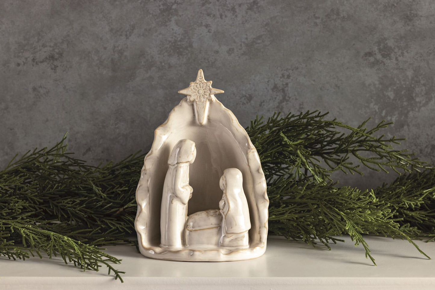 white stoneware nativity