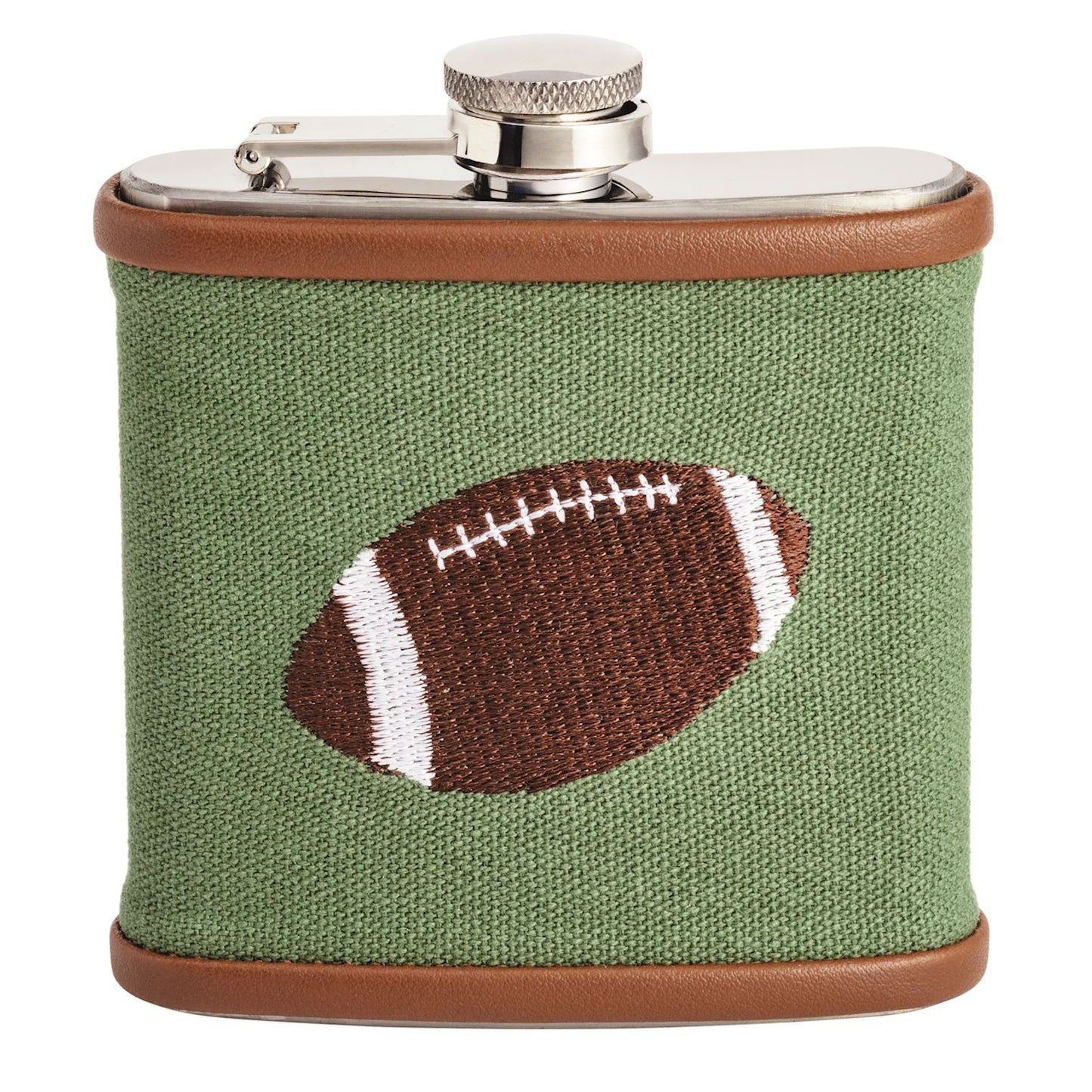 football embroidered flask