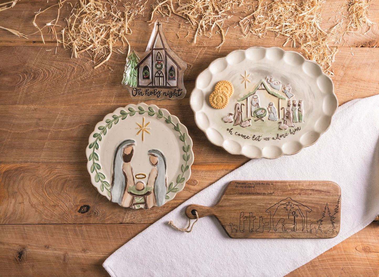nativity round platter