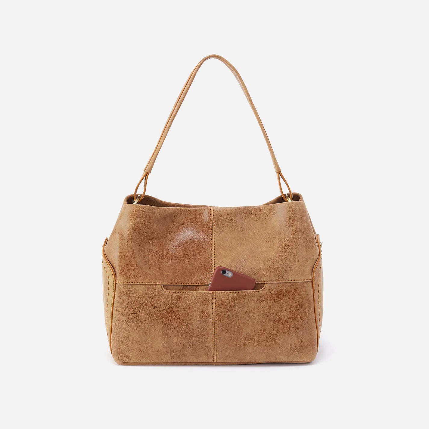Seneca Shoulder Bag in Buffed Leather - Whiskey