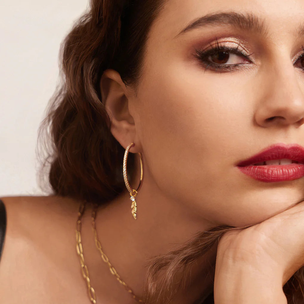 gold pavé hoop earrings