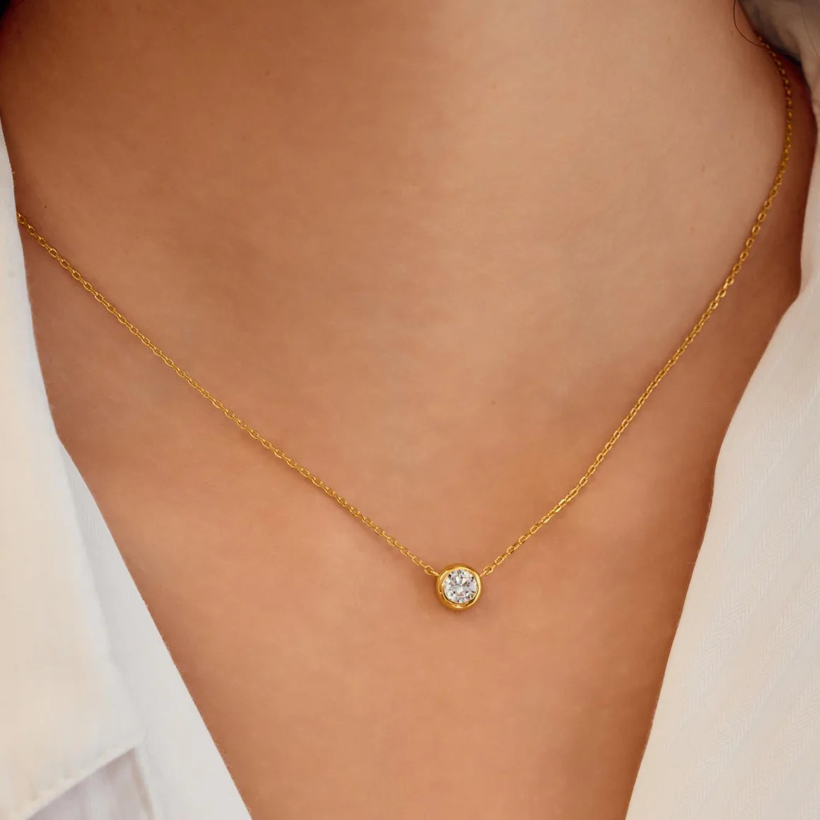 Gold Just Your Solitaire Necklace