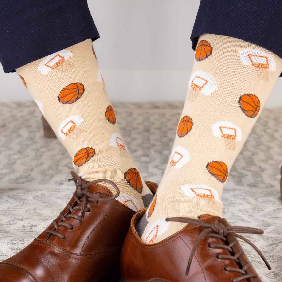 Men's Basketball Socks Tan/Gray/Orange One Size