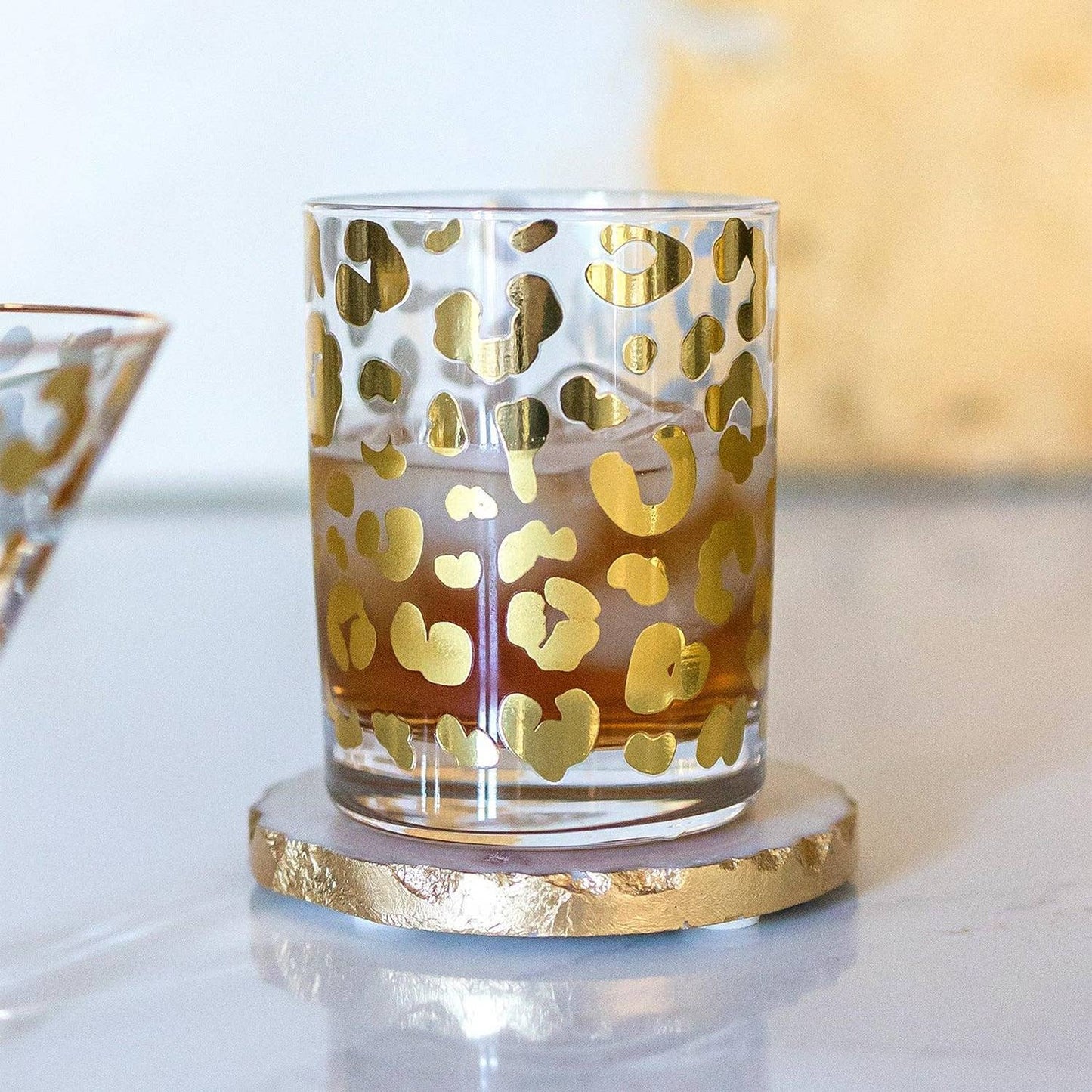 Cocktail Glass | Gold Leopard