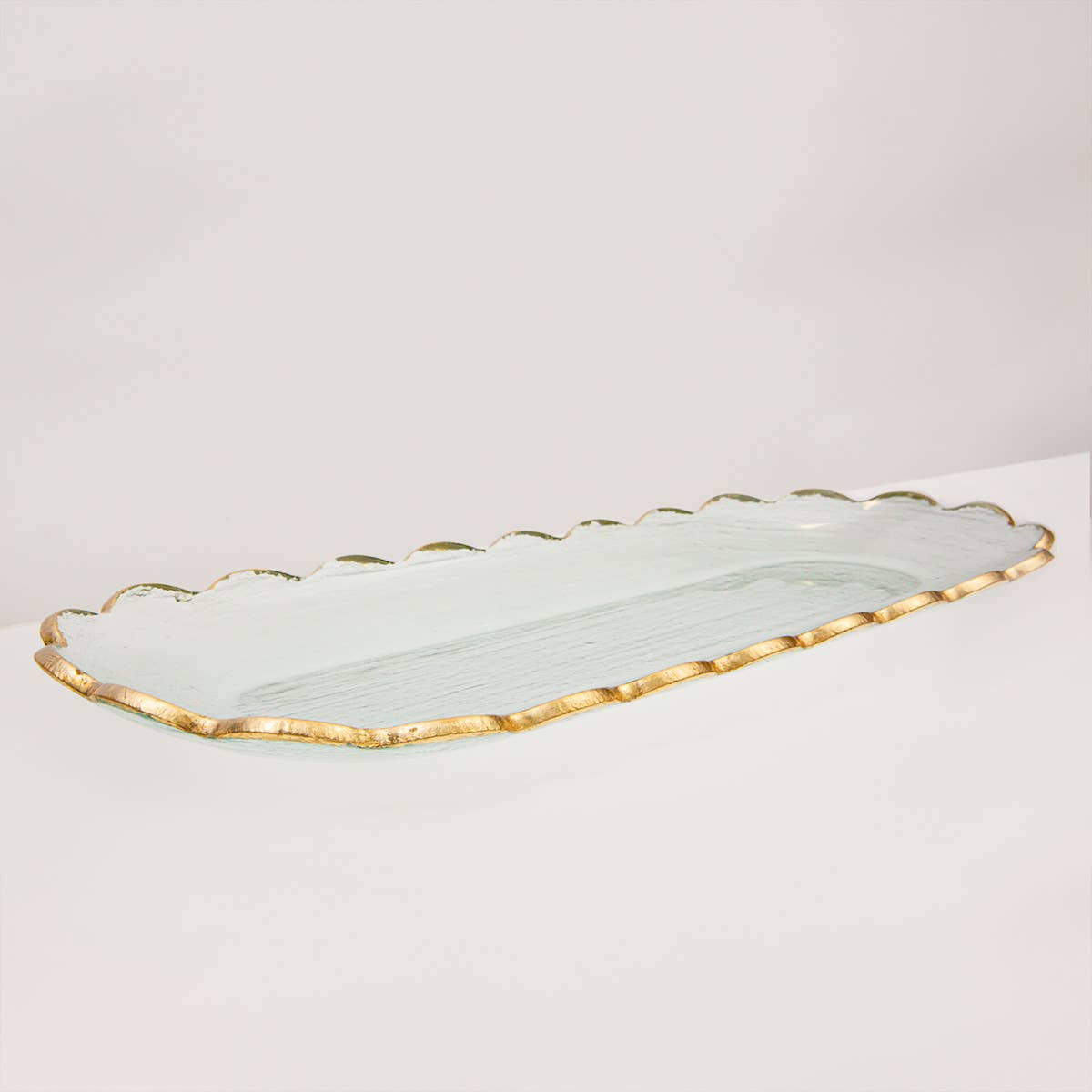 Chapelle Oval Serving Platter Clear/Gold 17.8x1.2x7