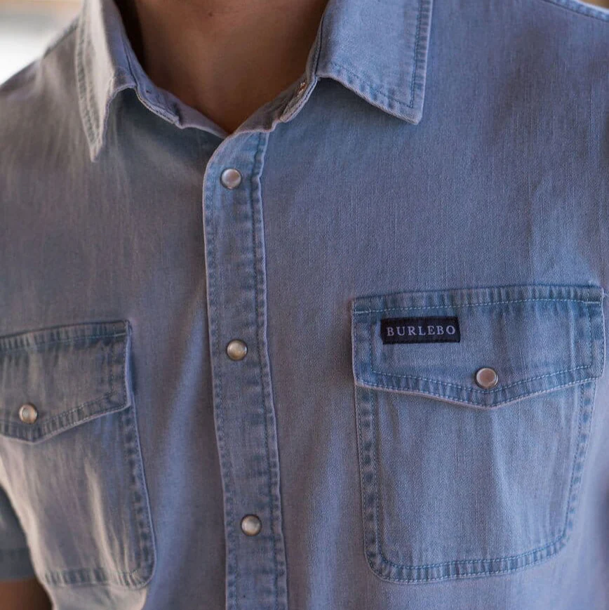 denim pearl snap top