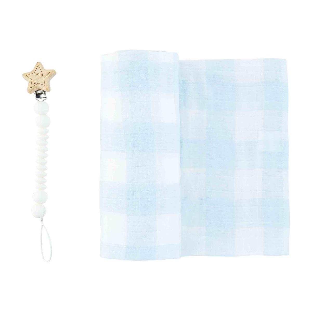 gingham swaddle + pacy clip set