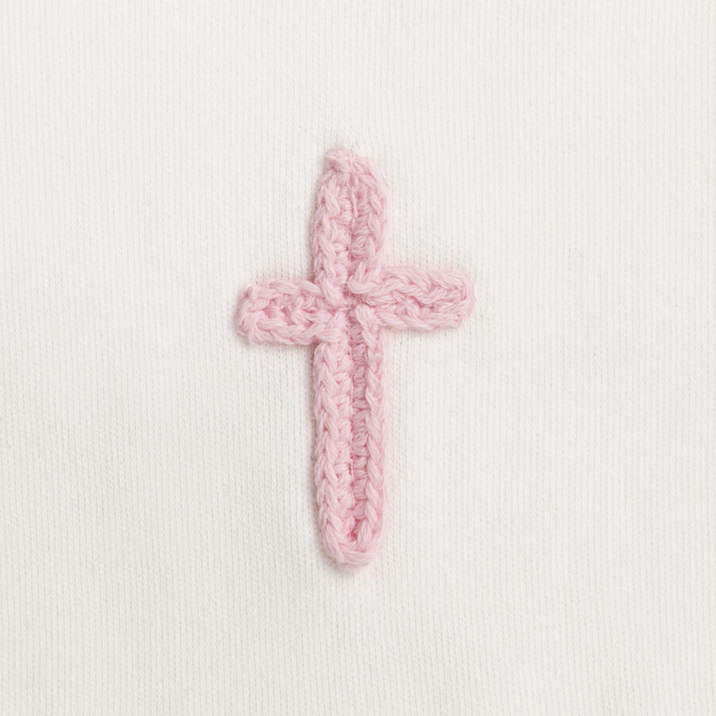 Pink Embroidered Cross Bib