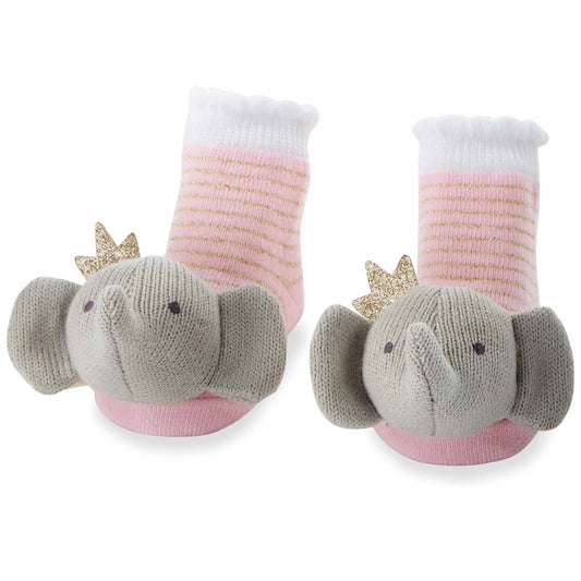 Crowned Elephant Rattle Toe Socks