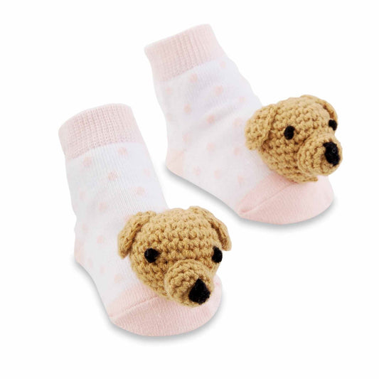 Pink Dog Rattle Toe Socks