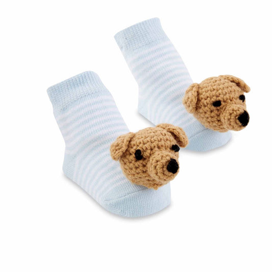 Blue Dog Rattle Toe Socks