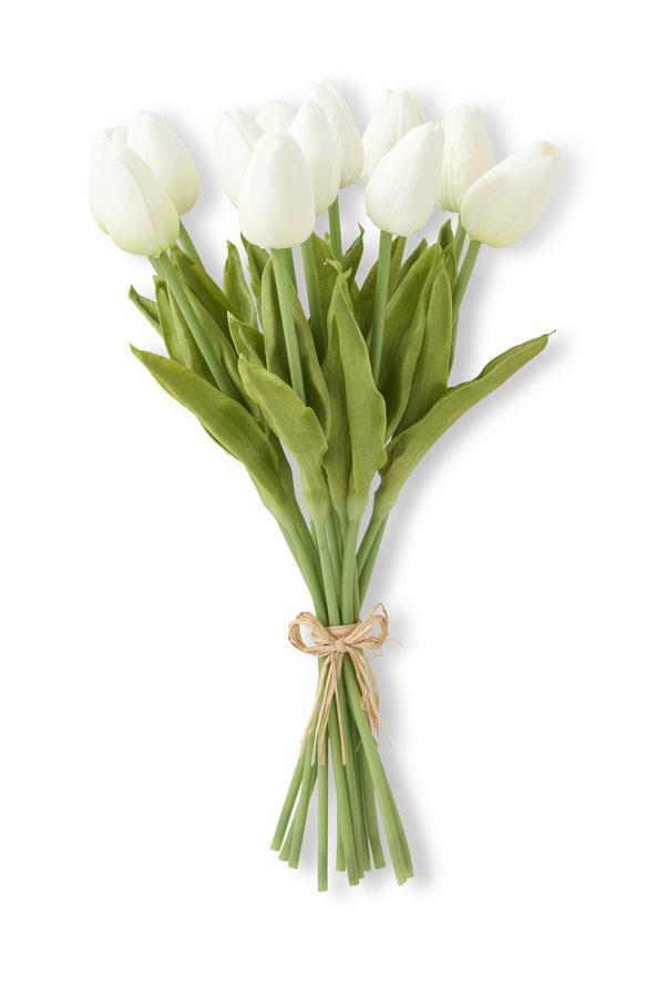 13" 12 White Real Touch Tulip Stems