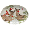 Large Oval Platter White Deer Friends by CasaFina