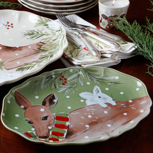 Oval Platter CasaFina Deer Friends