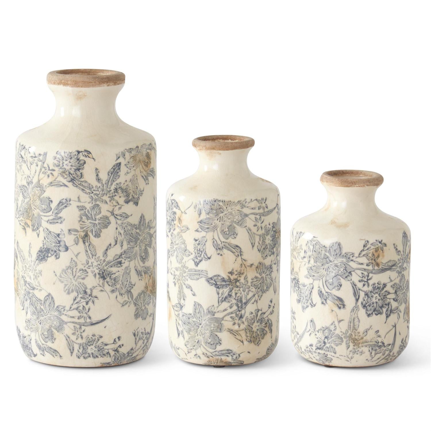 White and Grey Floral Bud Vases