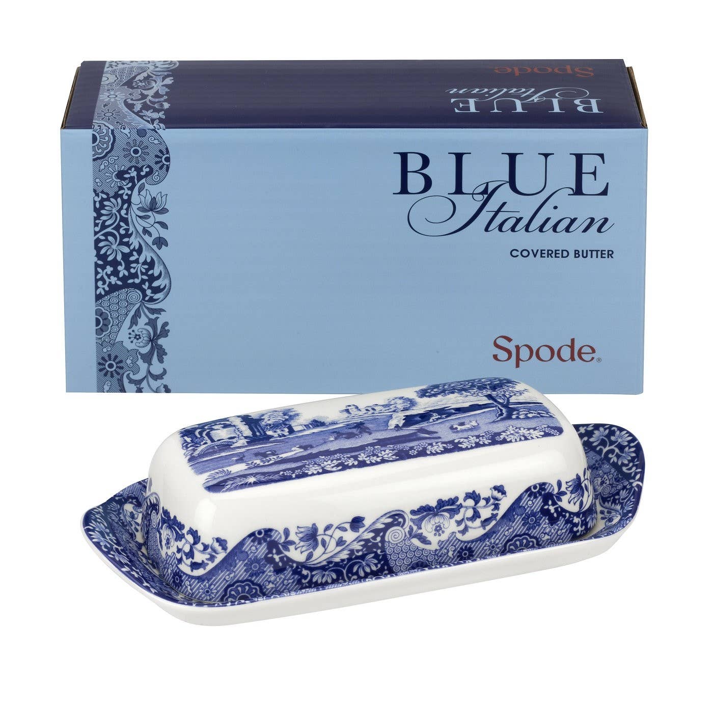 Spode Blue Italian Covered Butter Dish