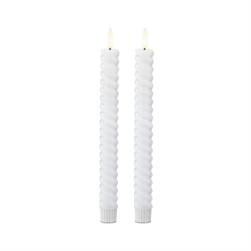 set of two white tapers