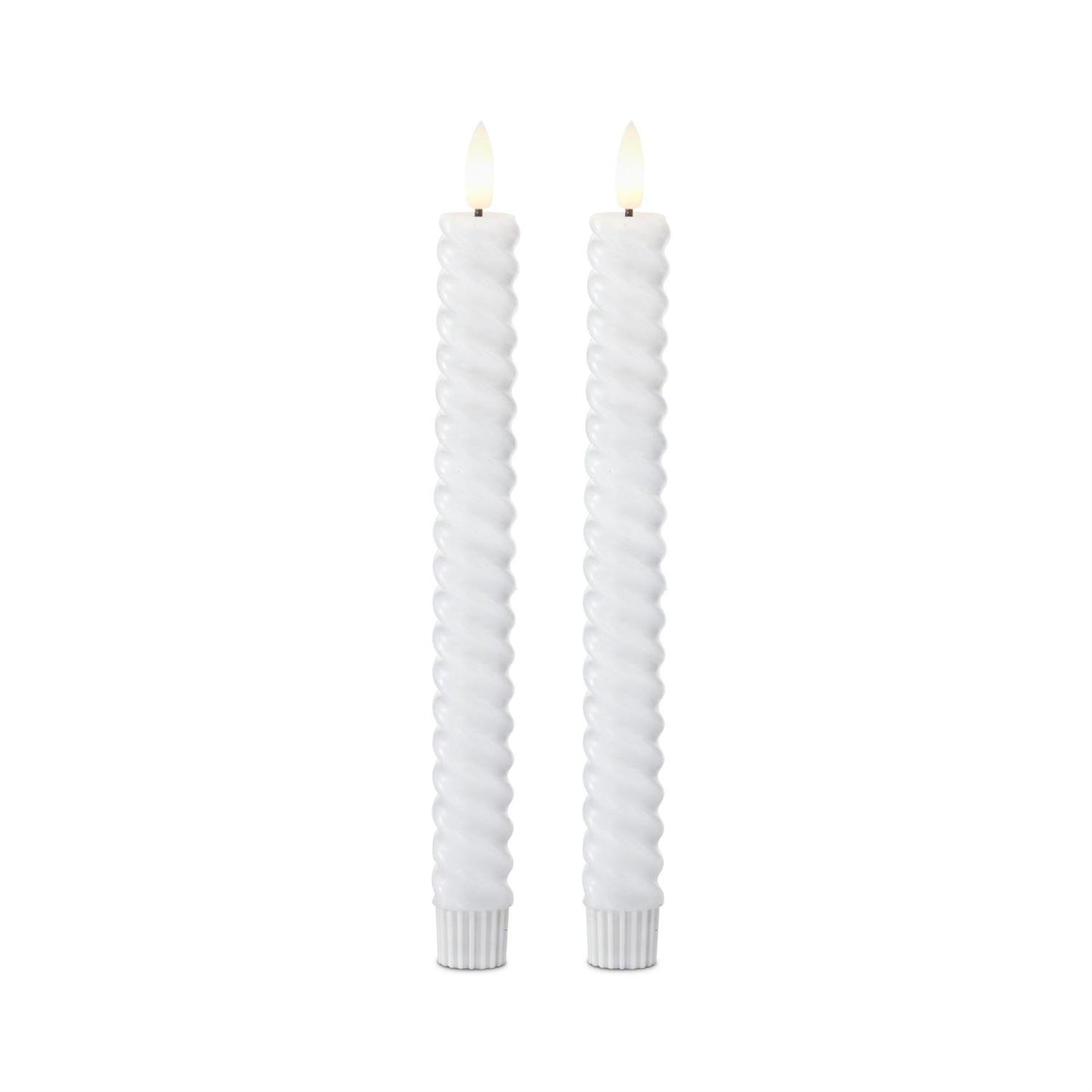 set of two white tapers