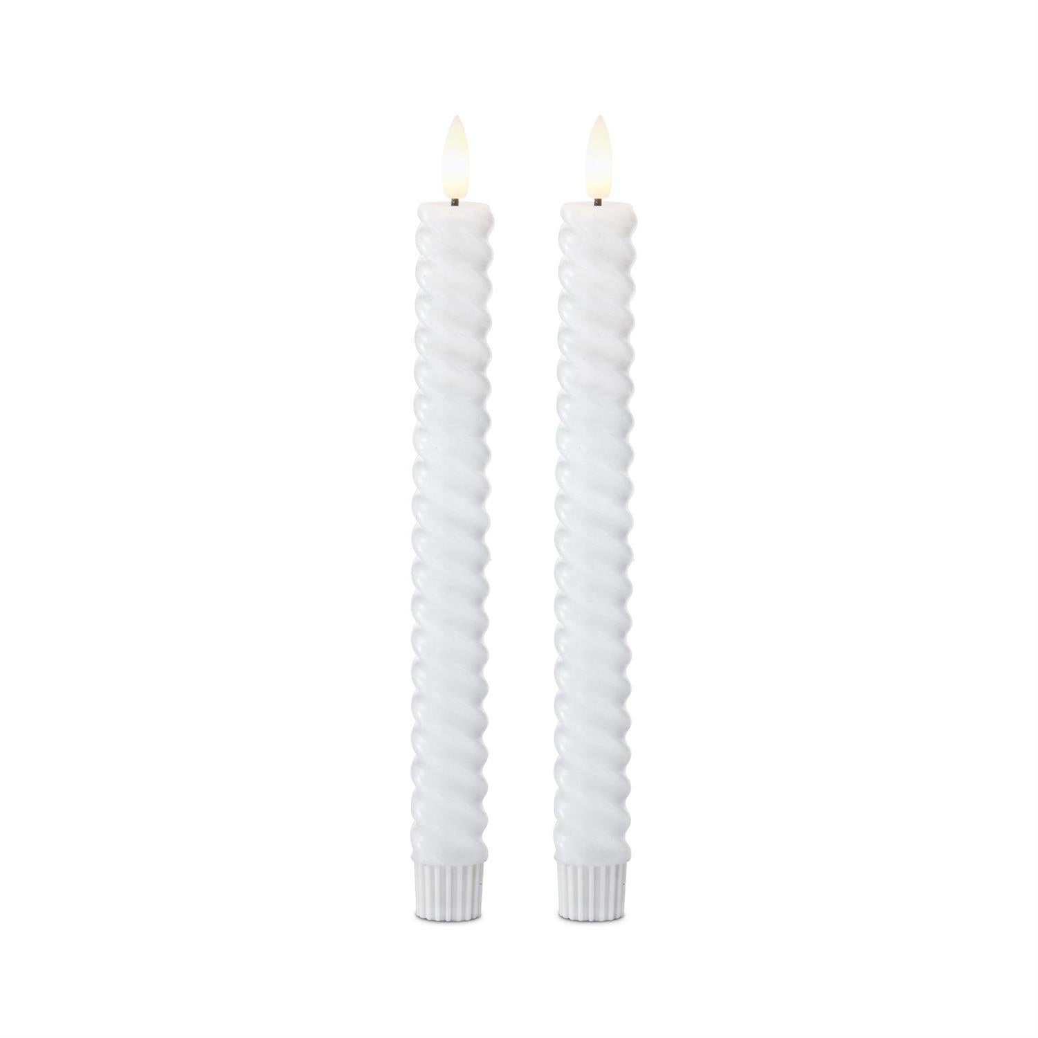set of two white tapers
