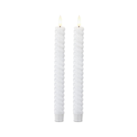set of two white tapers