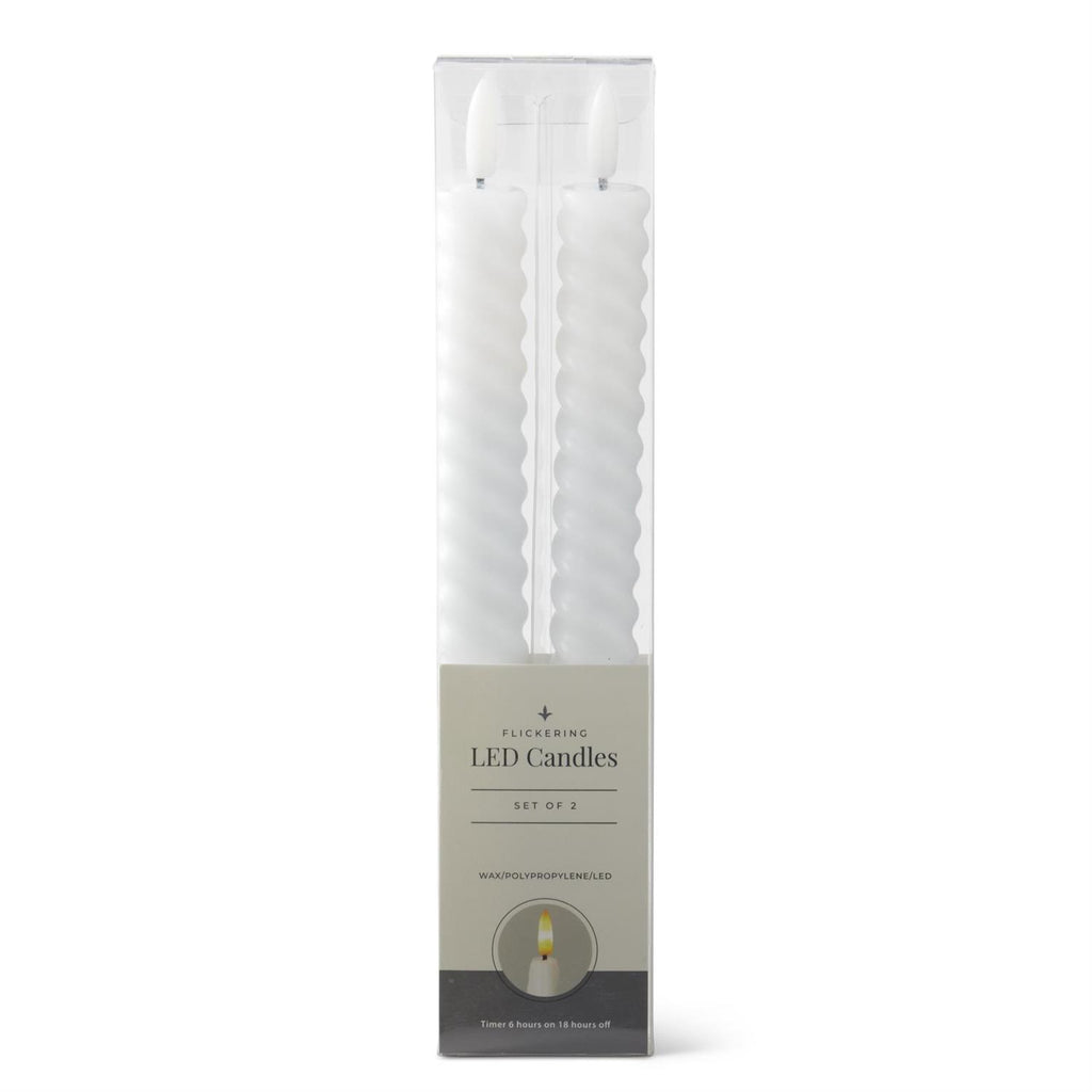 set of two white tapers