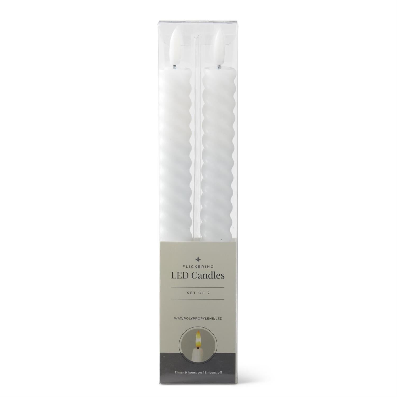 set of two white tapers