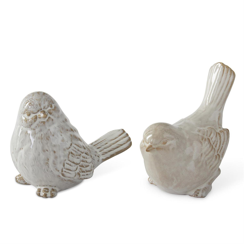 Taupe Ceramic Bird Sitters