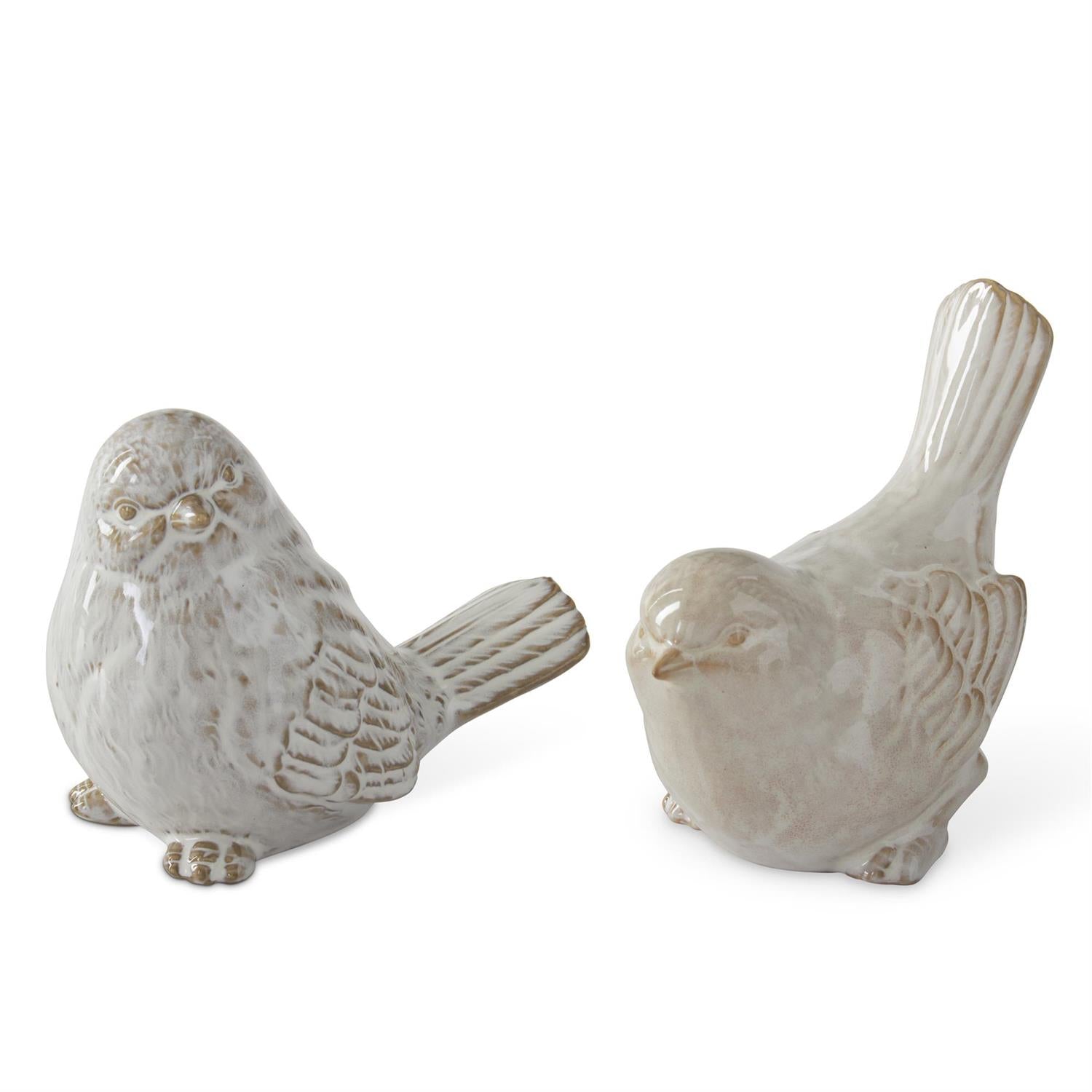 Taupe Ceramic Bird Sitters