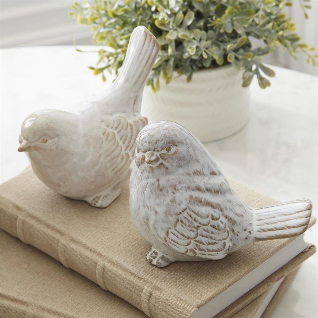 Taupe Ceramic Bird Sitters
