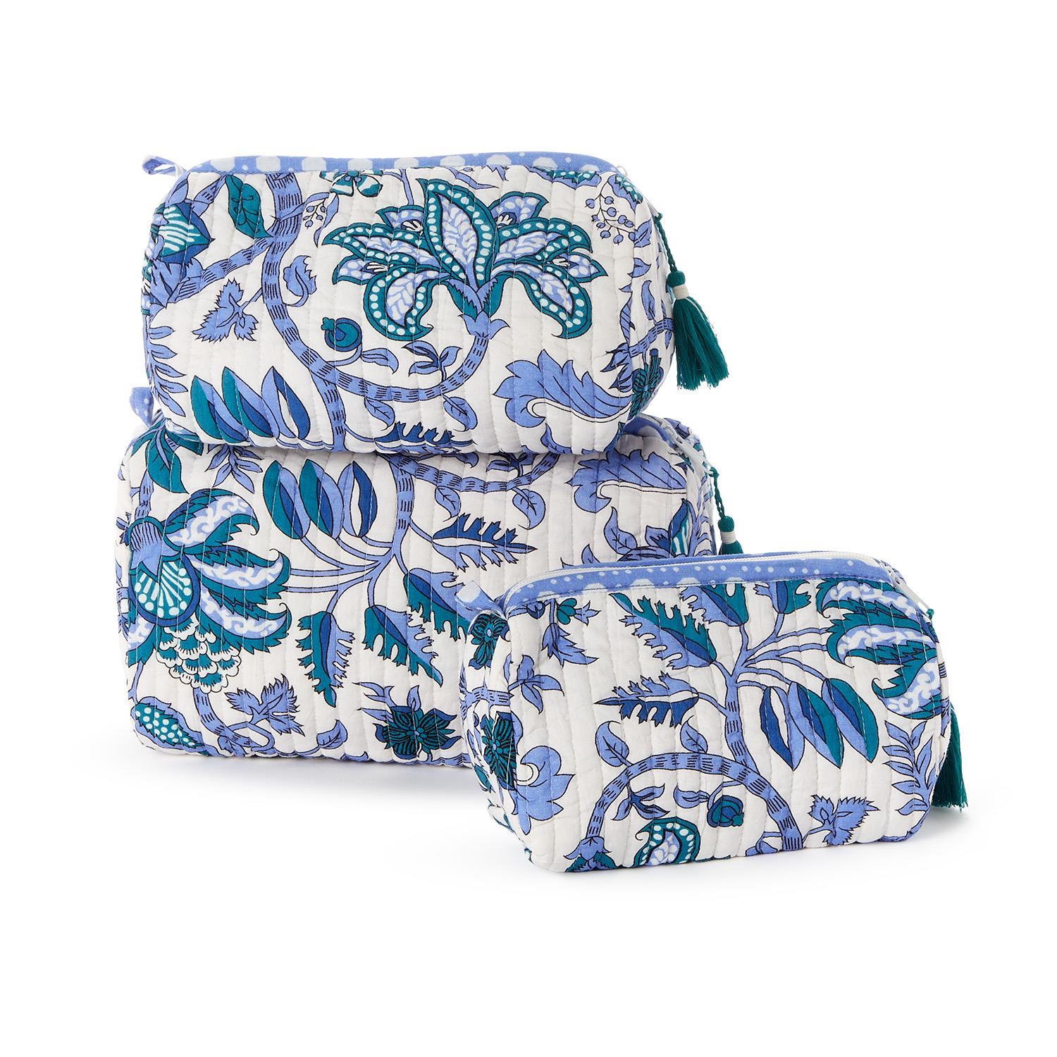 Blue and White Pouches