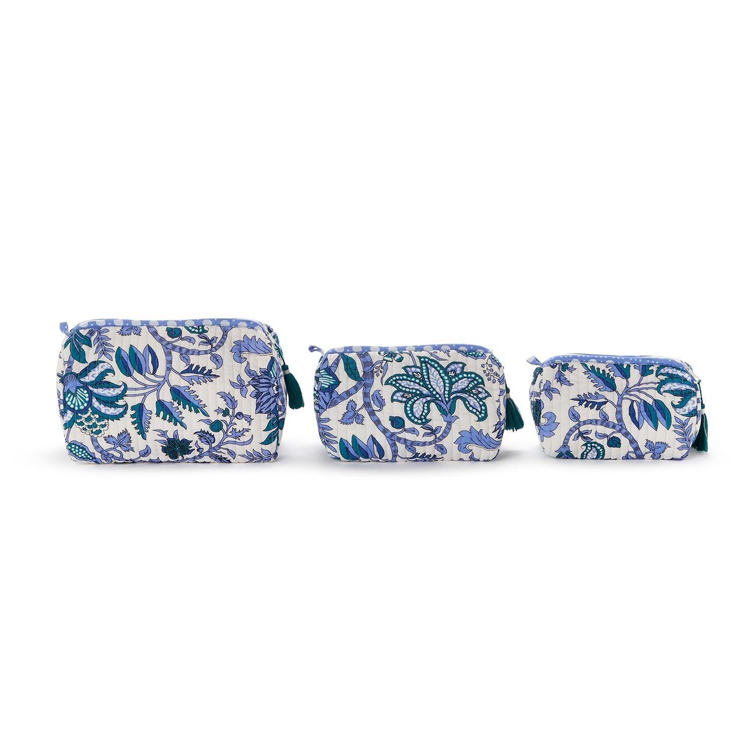 Blue and White Pouches
