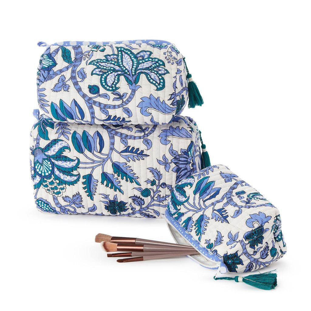 Blue and White Pouches