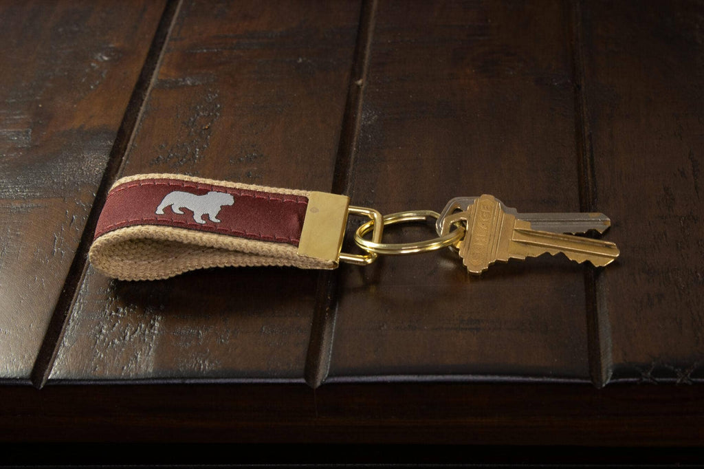 Mississippi State Bulldogs Collegiate Woven Ribbon Key Chain. MSU Key Fob. Mississippi State Gift. MSU Key Ring. Brass Clasp and O-Ring.