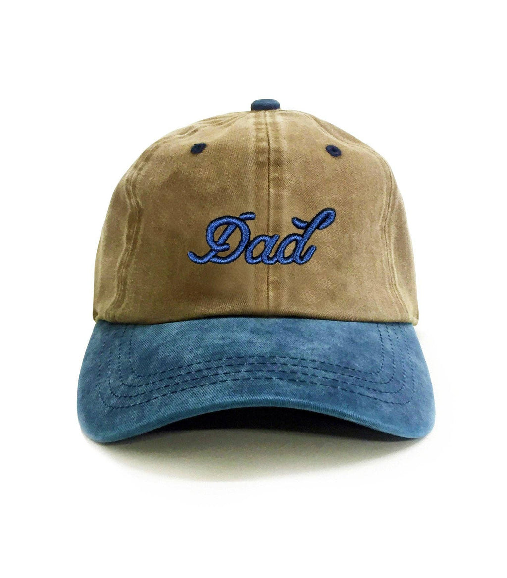 Dad Embroidered Dad Hat - Two-Tone Tan Cotton