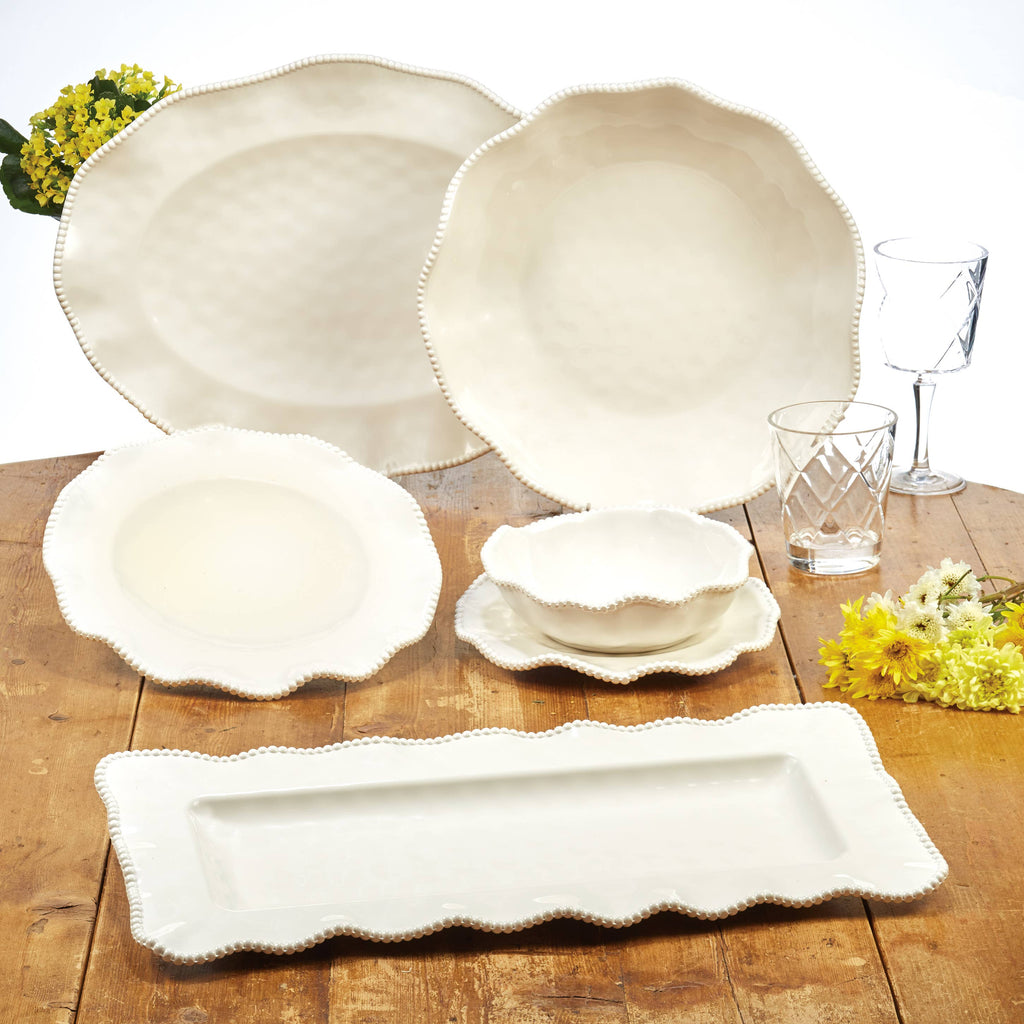 Perlette Cream Melamine Oval Platter 18 in  x 13.5 in