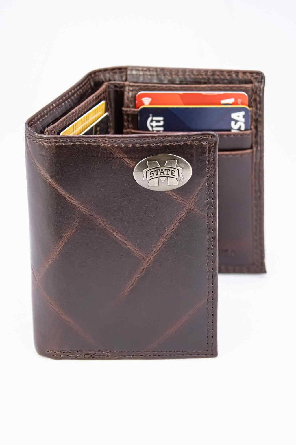 Mississippi State Bulldogs Men's Collegiate Trifold Leather Wallet.