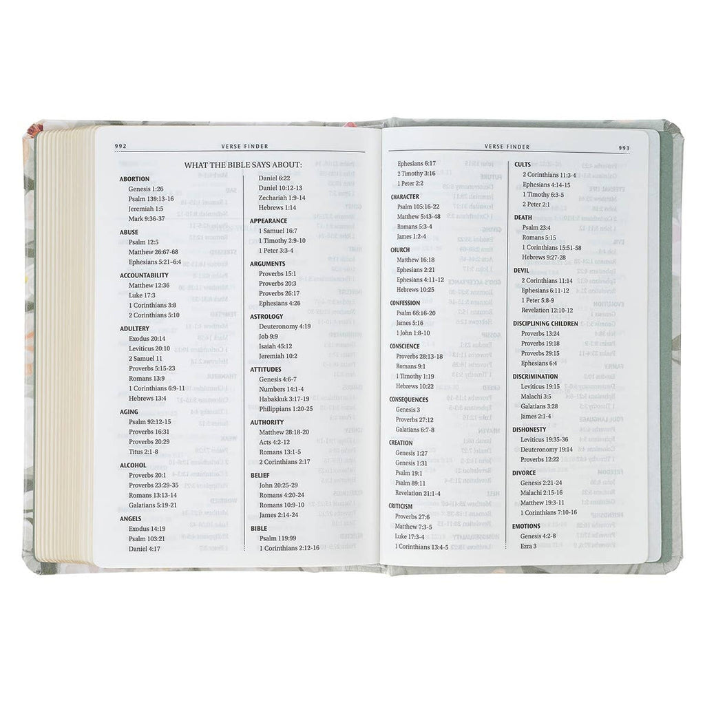 KJV Bible Compact Faux Leather HC Floral Printed Ps 23:3