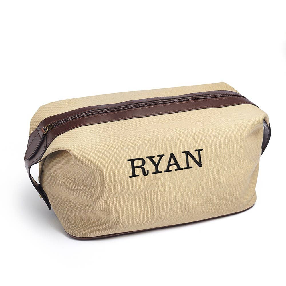 Men’s Travel Toiletry Bag - Light Brown Canvas