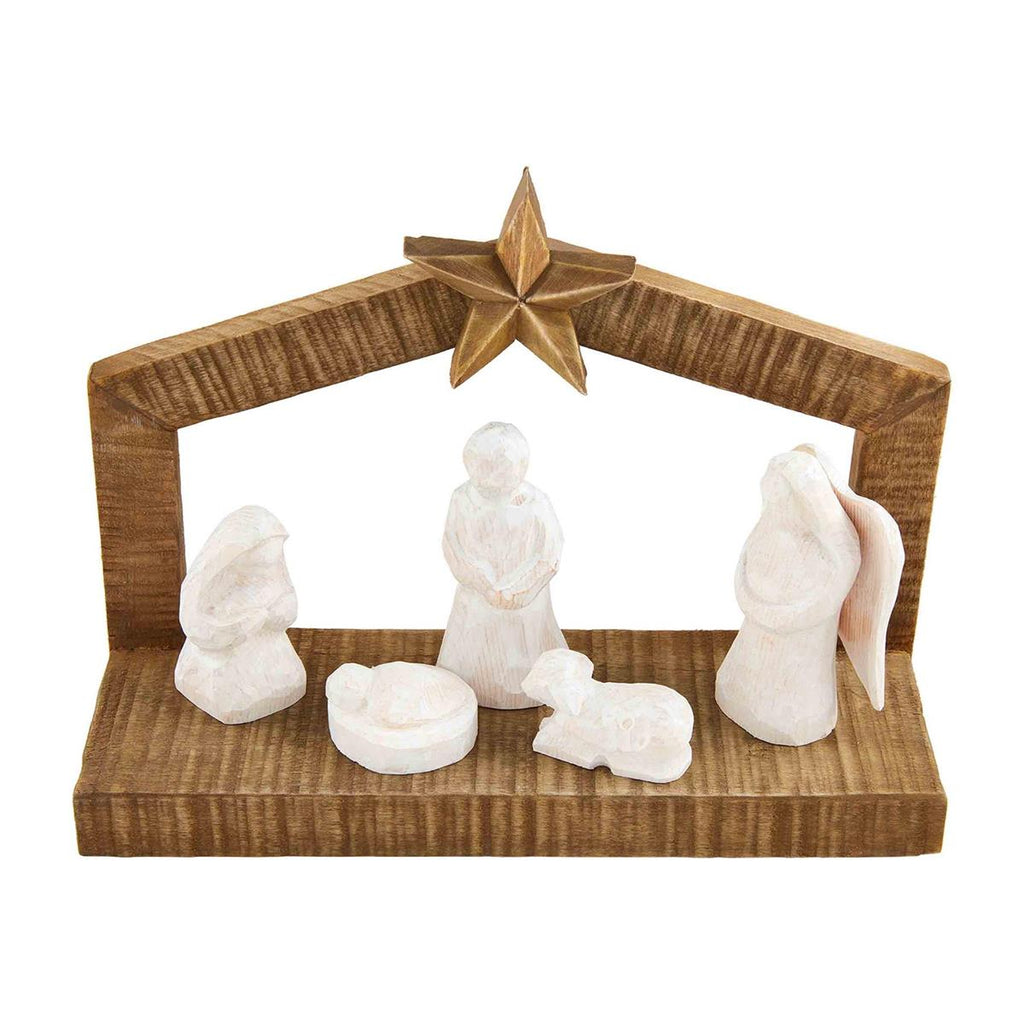 white wood nativity