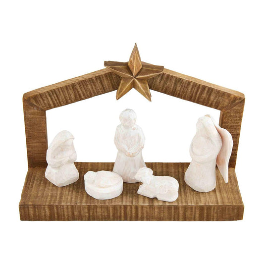 white wood nativity