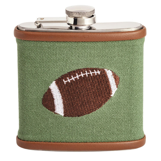 football embroidered flask