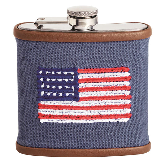 flag embroidered flask