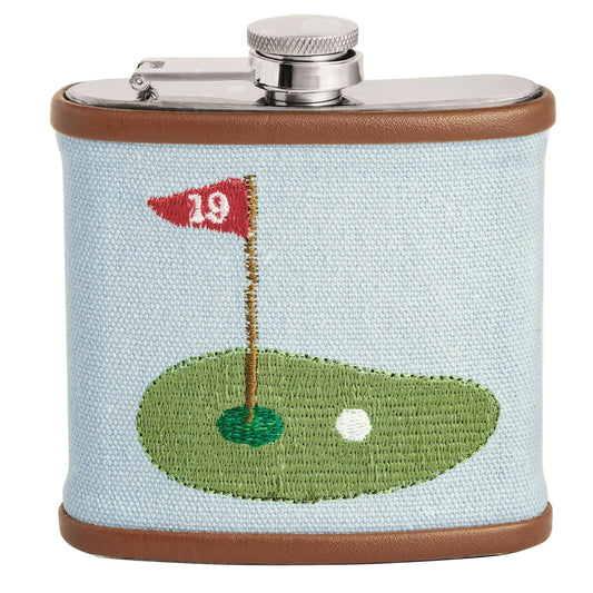golf embroidered flask