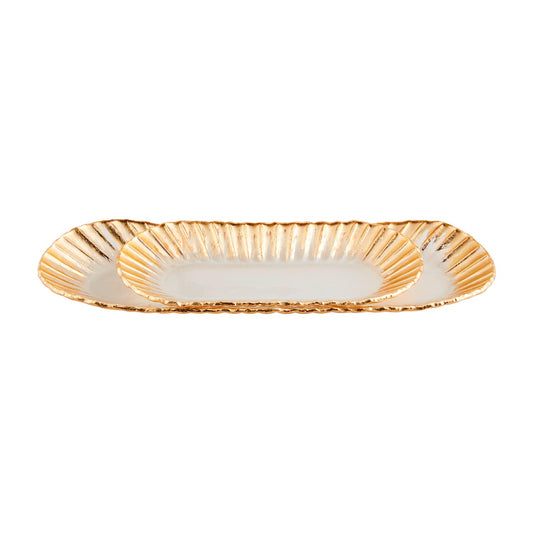 gold ruffle tray set