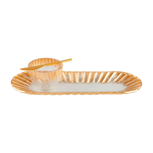 gold dip+serve set